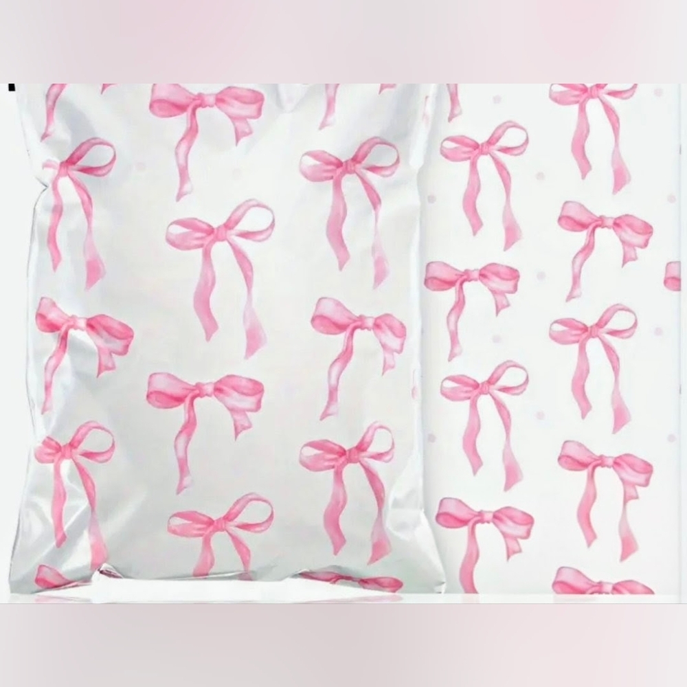 NWoT 🎀 POLY MAILERS 🎀 Medium 10" x 13" (20) 🌞 Pink/White BOWS